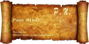 Paor Niké névjegykártya